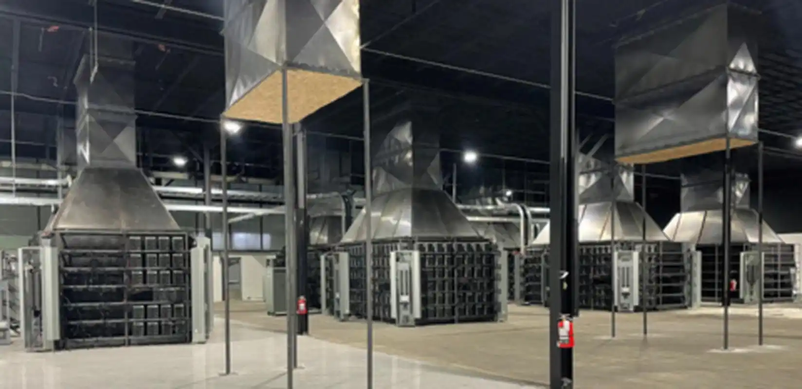 A well-maintained mining farm showcasing efficient cooling and organization.