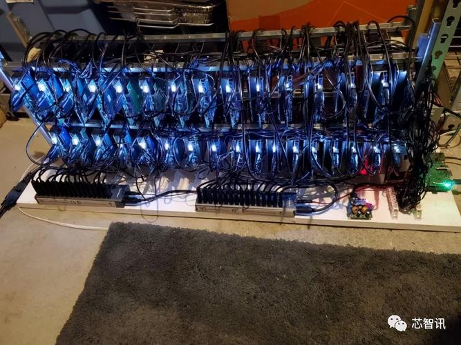 An advanced mining rig setup, showcasing the hardware essential for efficient cryptocurrency extraction