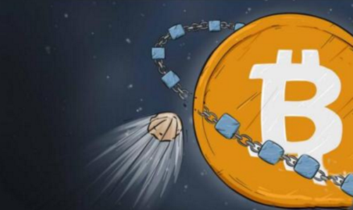 Bitcoin symbol against a backdrop of mining hardware and digital exchange interfaces